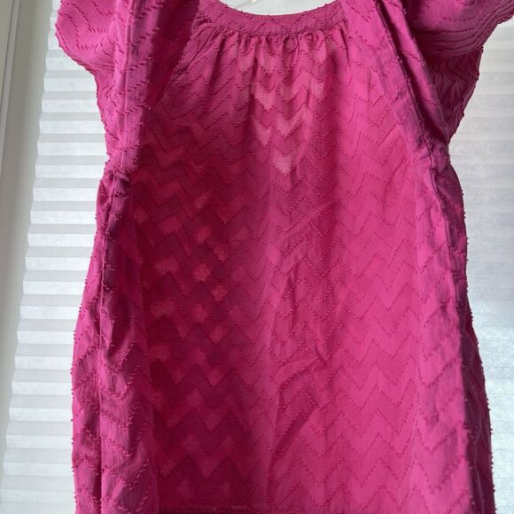 Trina Turk for INC Fuchsia Blouse Chevron pattern 100% cotton, size L, hot pink. - Picture 4 of 6